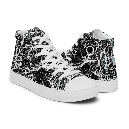 Static Bloom on a Men's High Top Canvas Shoes