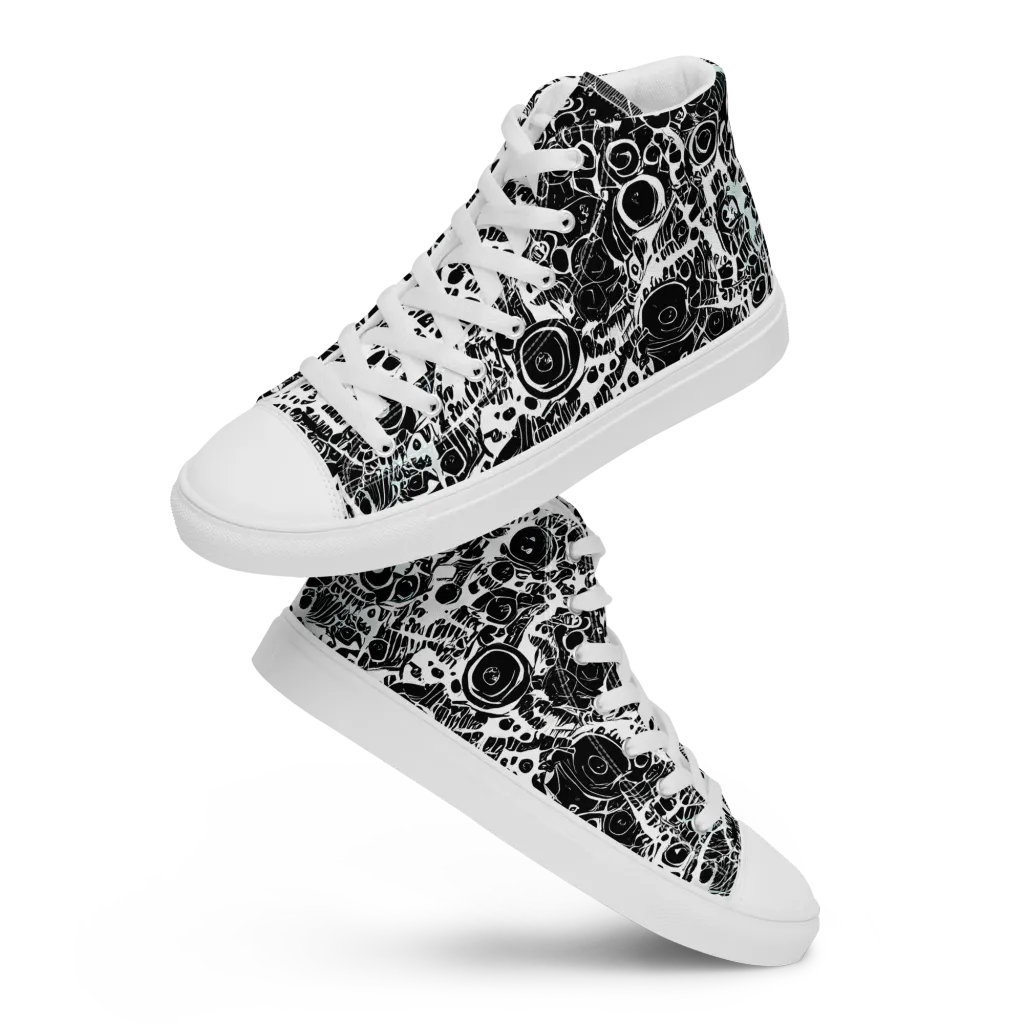 Static Bloom on Men's High Top Canvas Shoes — Front