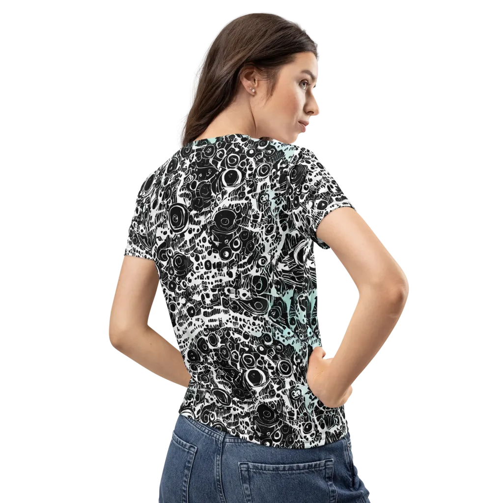 Static Bloom on Women's Crew Neck T-Shirt — Back