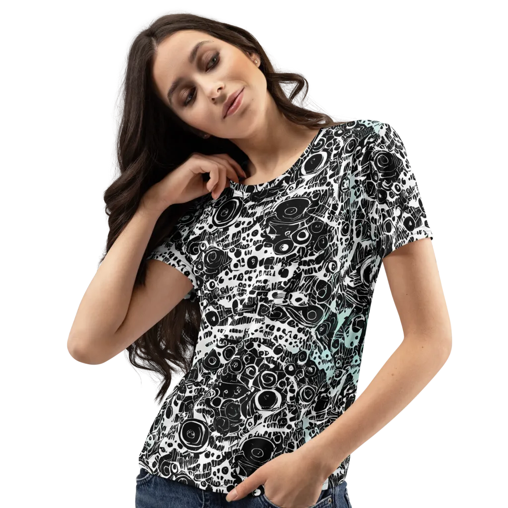 Static Bloom on Women's Crew Neck T-Shirt — Left Front