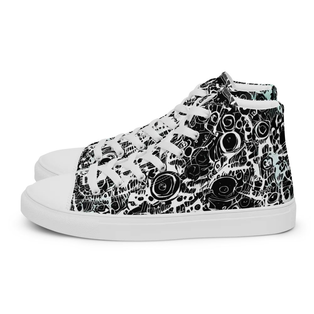Static Bloom on Women's High Top Canvas Shoes — Left