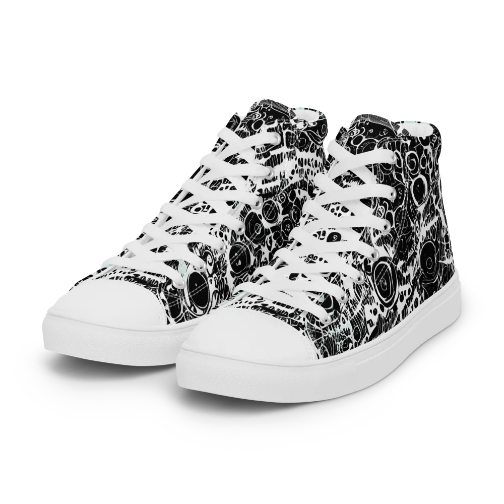 Static Bloom on Women's High Top Canvas Shoes — Left Front