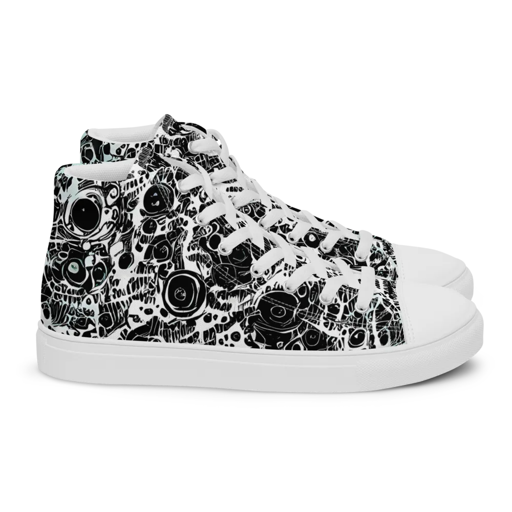 Static Bloom on Women's High Top Canvas Shoes — Right