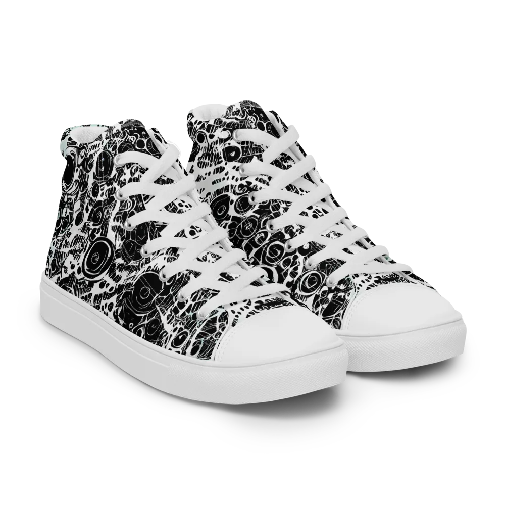 Static Bloom on Women's High Top Canvas Shoes — Right Front