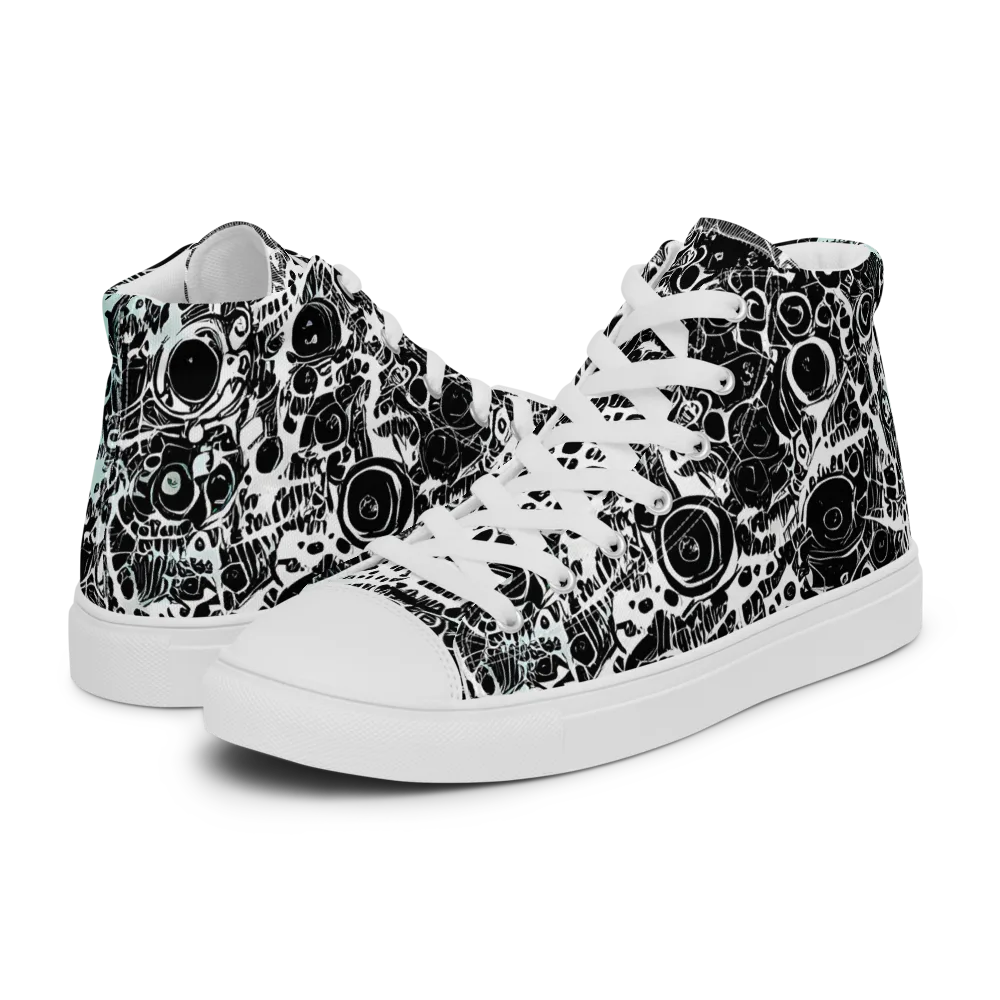 Static Bloom on Women's High Top Canvas Shoes — Left