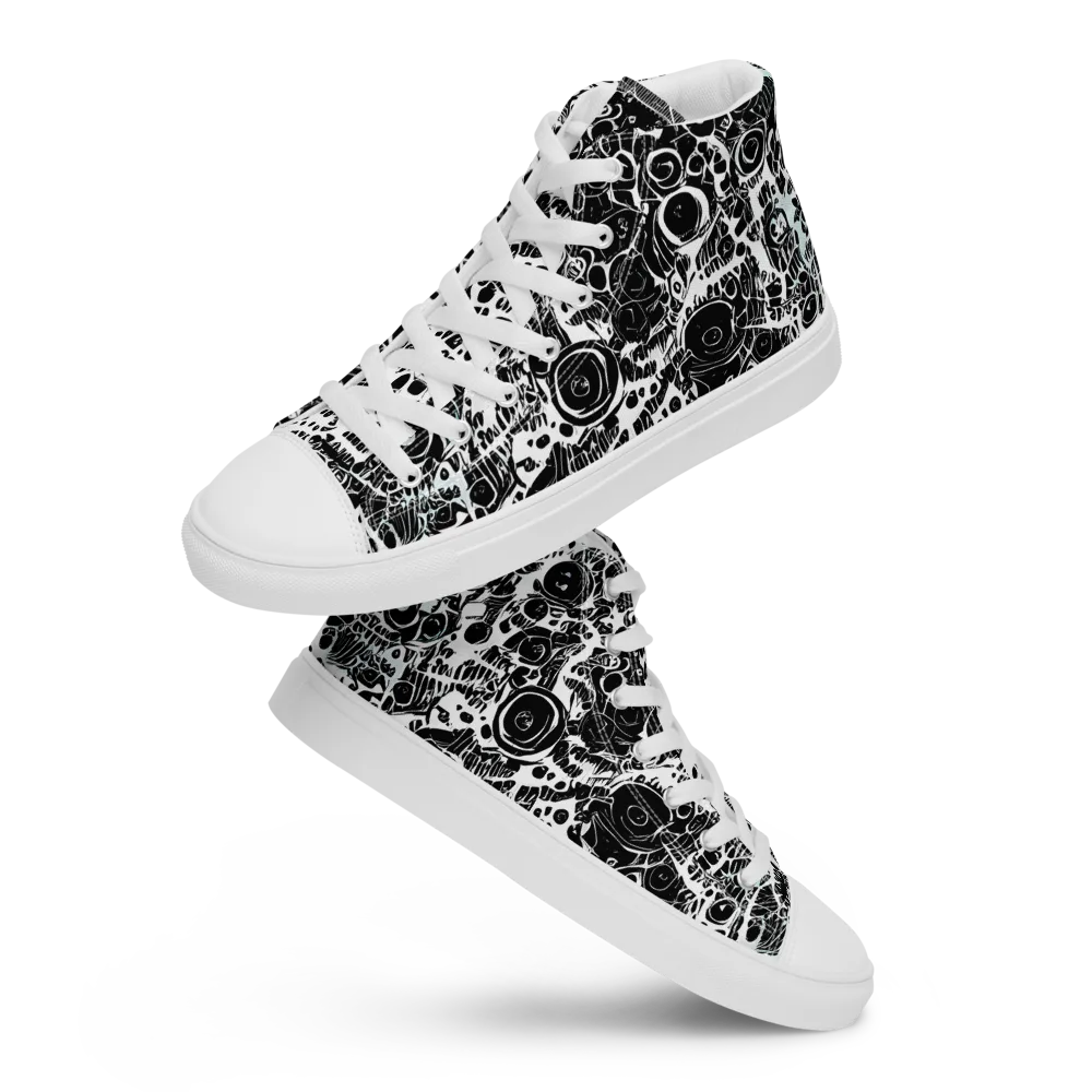 Static Bloom on Women's High Top Canvas Shoes — Front