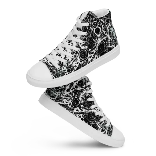 Static Bloom on a Women's High Top Canvas Shoes