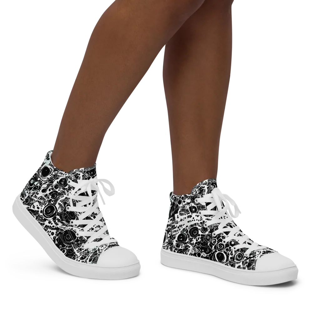 Static Bloom on Women's High Top Canvas Shoes — Right