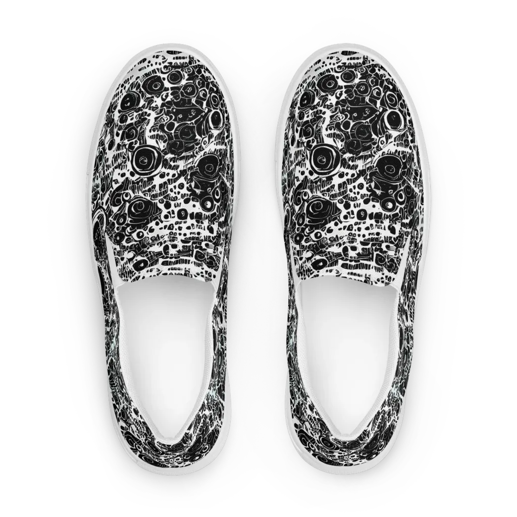 Static Bloom on Men's Slip-On Canvas Shoes — Front