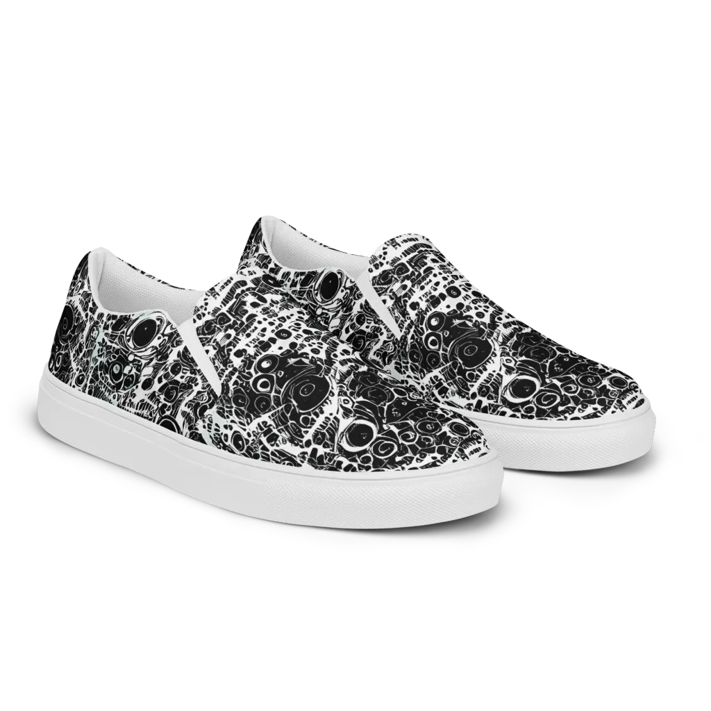 Static Bloom on Men's Slip-On Canvas Shoes — Right Front