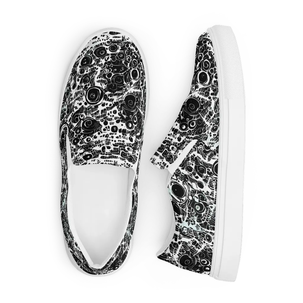 Static Bloom on Men's Slip-On Canvas Shoes — Front