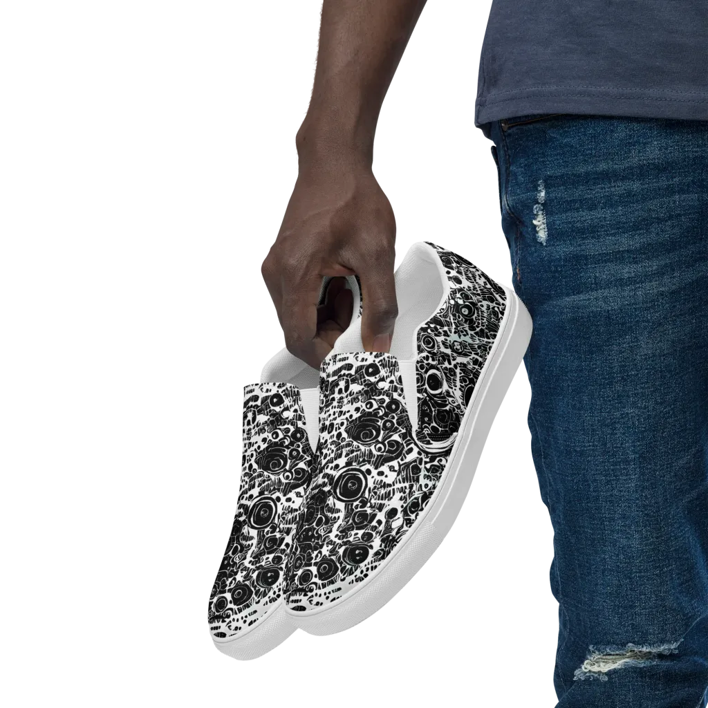 Static Bloom on Men's Slip-On Canvas Shoes — Left Front