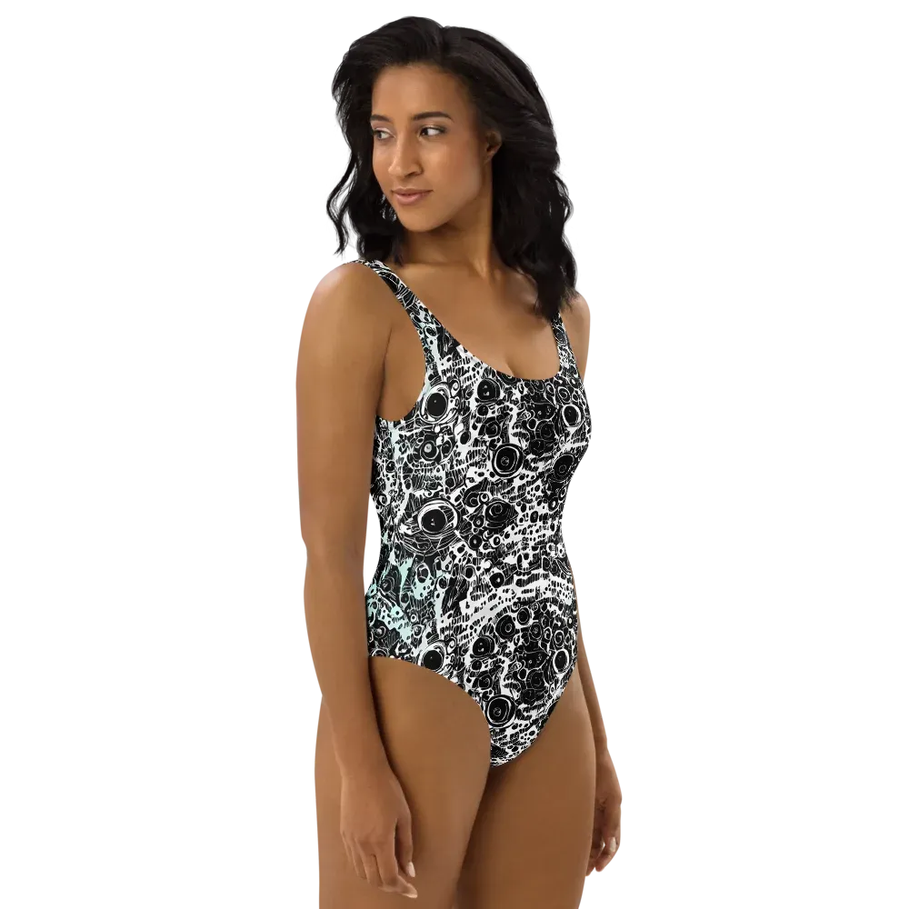 Static Bloom on One-Piece Swimsuit — Right