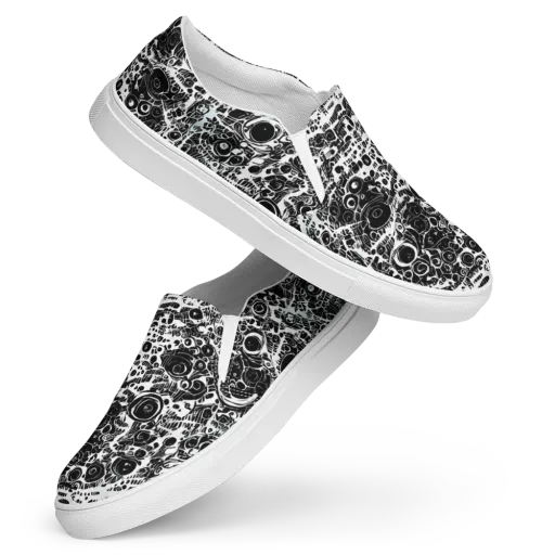 Static Bloom on a Women's Slip-On Canvas Shoes