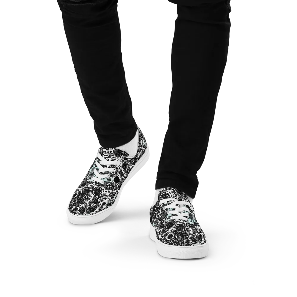 Static Bloom on Men's Lace-Up Canvas Shoes — Front