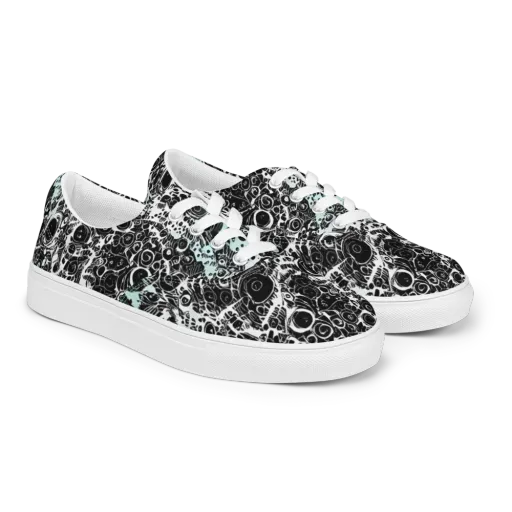 Static Bloom on a Men's Lace-Up Canvas Shoes