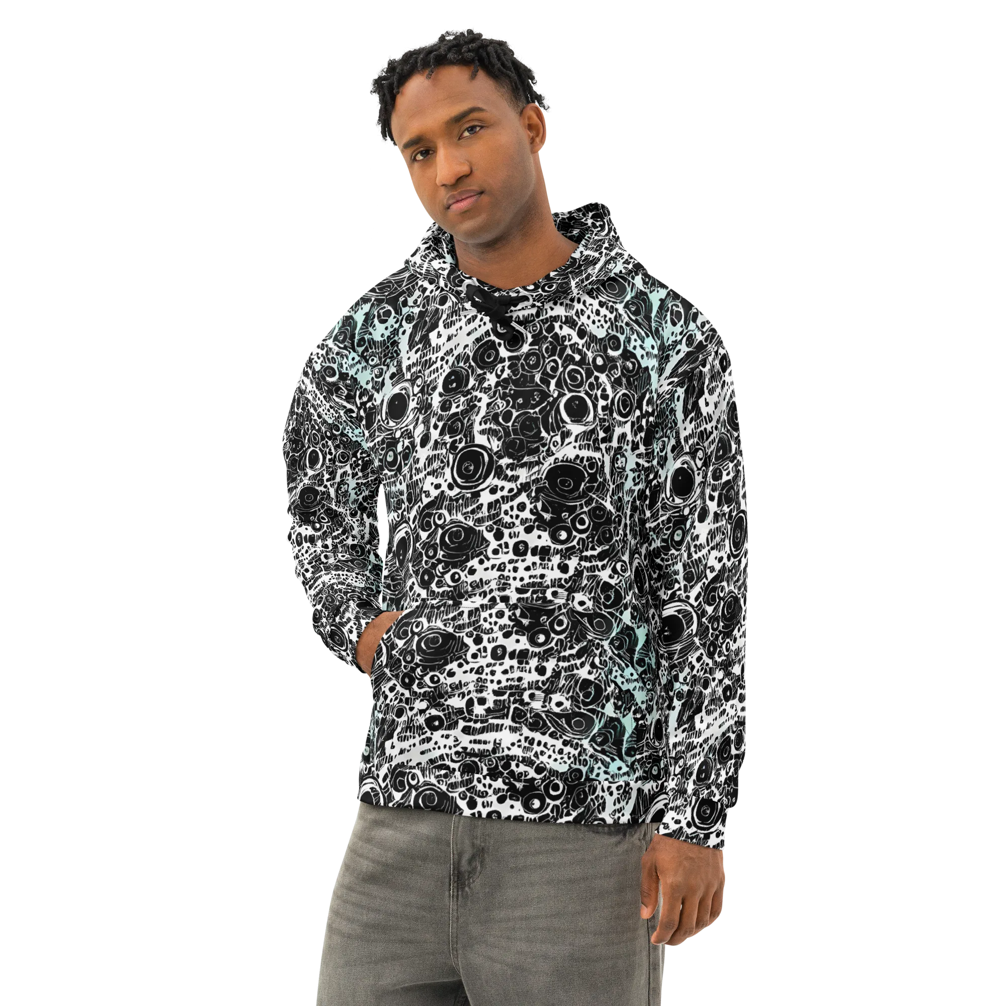 Static Bloom on Cotton Hoodie — Left Front