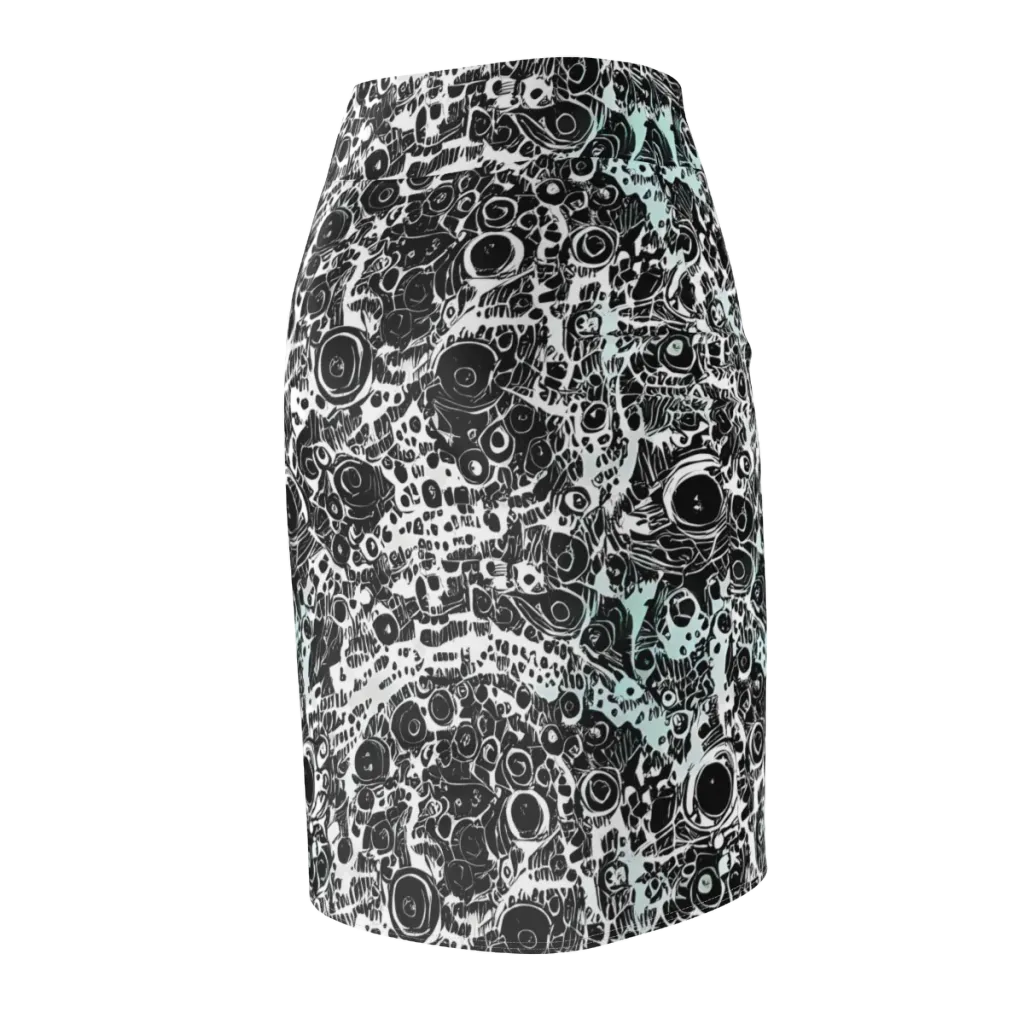 Static Bloom on Pencil Skirt — Back Side