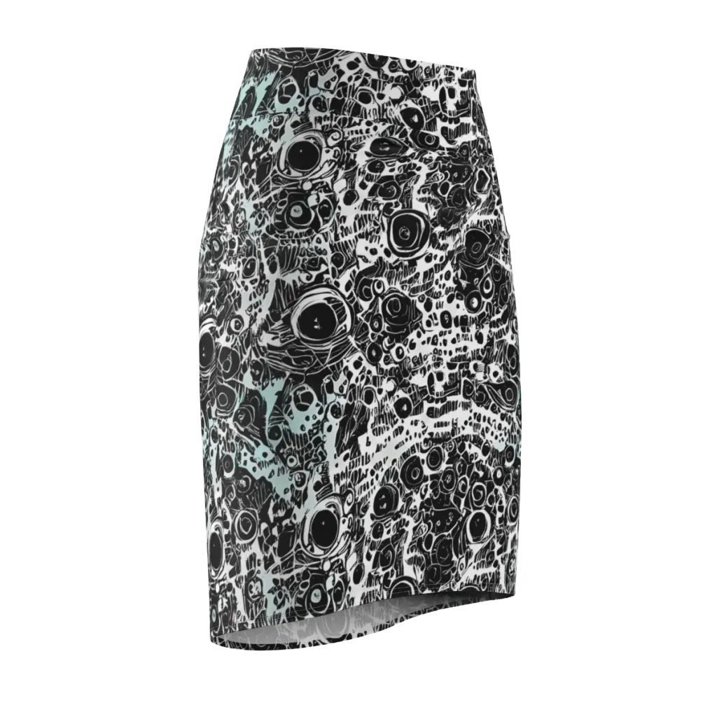 Static Bloom on Pencil Skirt — Front Side