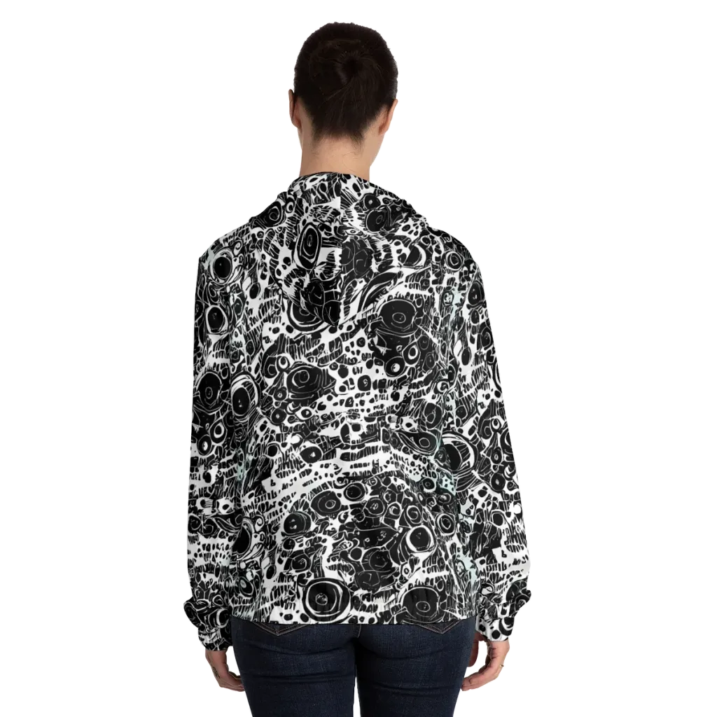 Static Bloom on Women's Full-Zip Hoodie — Back On Person