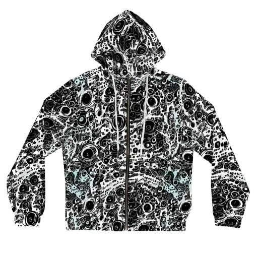 Static Bloom on a Women's Full-Zip Hoodie