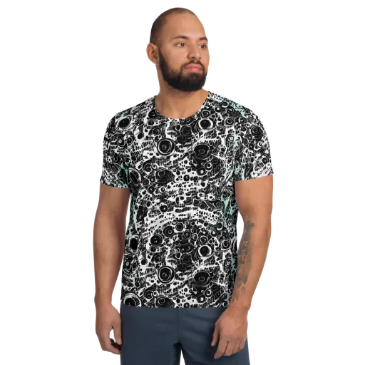 Static Bloom on a Men's Athletic T-Shirt