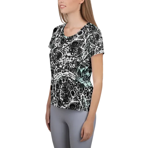 Static Bloom on a Women's Athletic T-Shirt