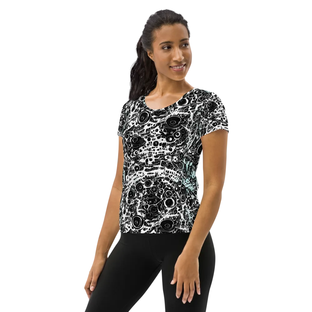 Static Bloom on Women's Athletic T-Shirt — Left