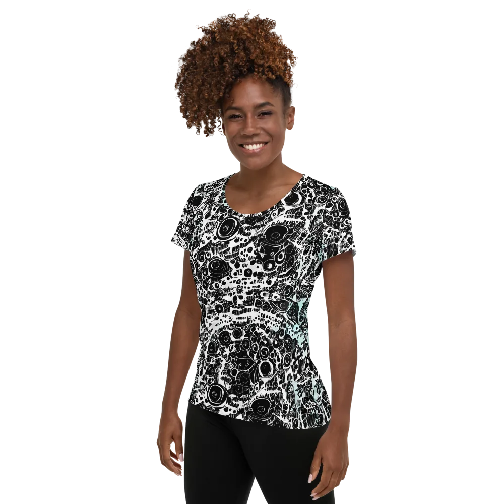 Static Bloom on Women's Athletic T-Shirt — Left