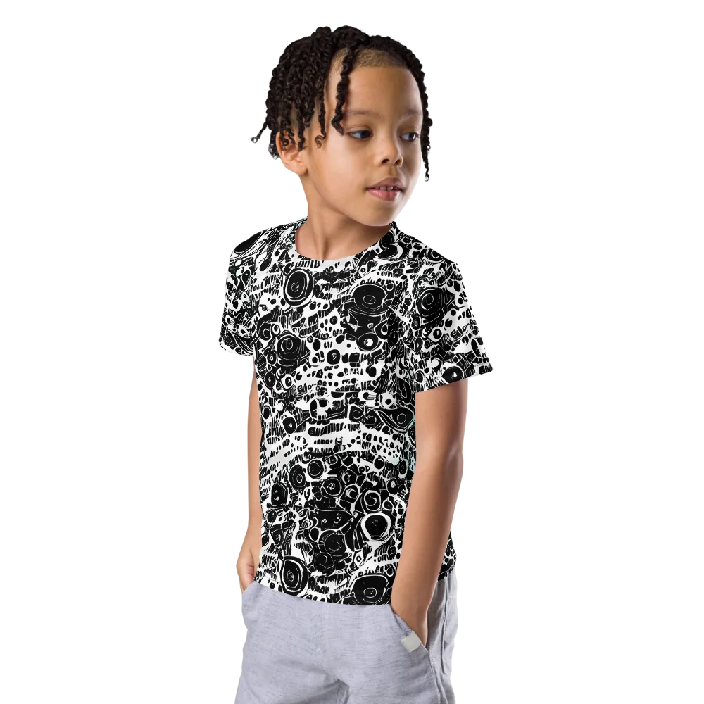 Static Bloom on Kids Crew Neck T-Shirt — Left Front