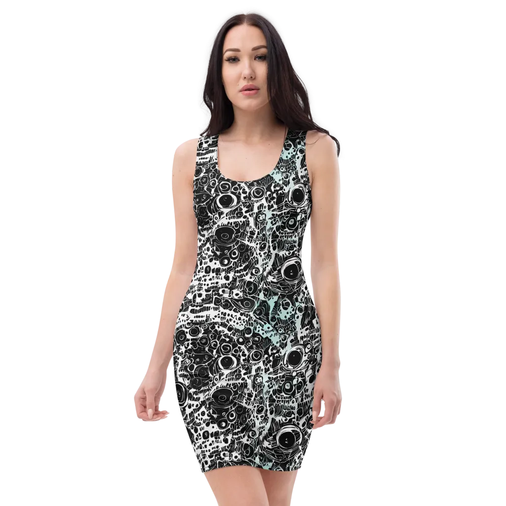 Static Bloom on Bodycon Dress — Front