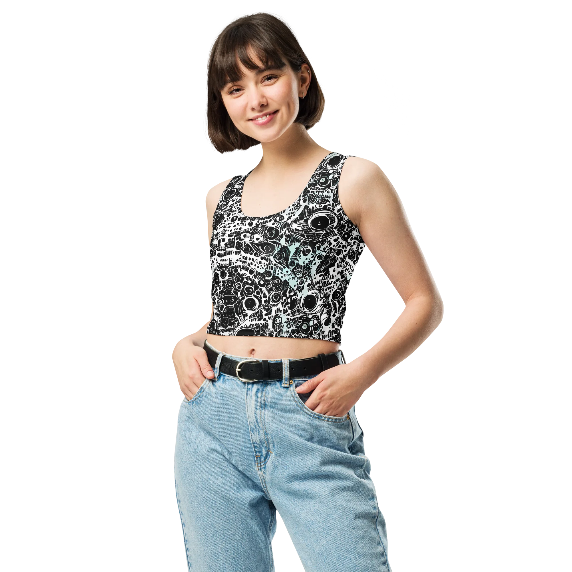 Static Bloom on Crop Top — Front
