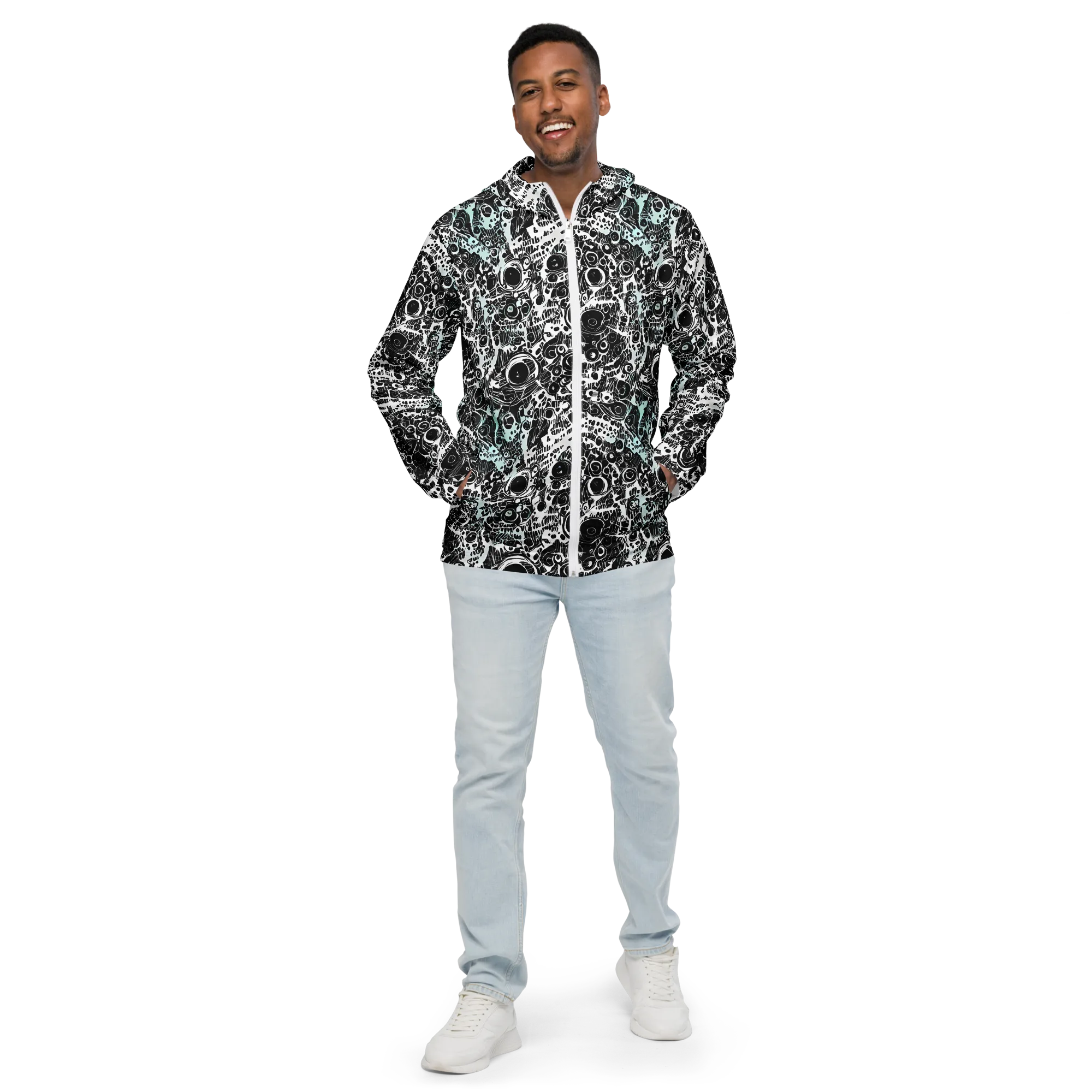 Static Bloom on Men's Windbreaker — Front