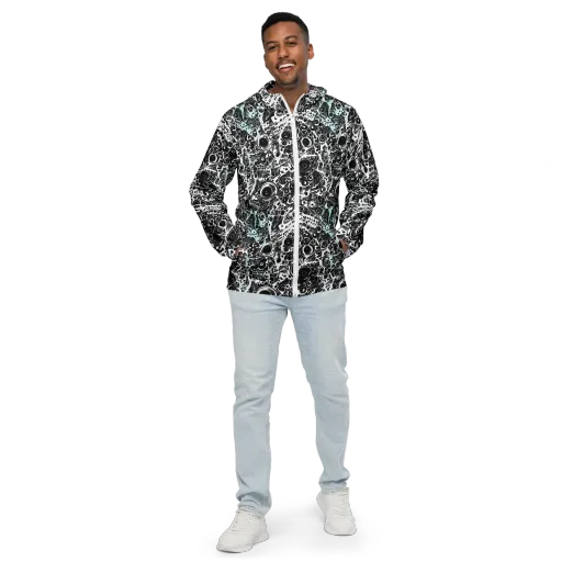 Static Bloom on a Men's Windbreaker