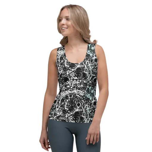 Static Bloom on a Women's Tank Top