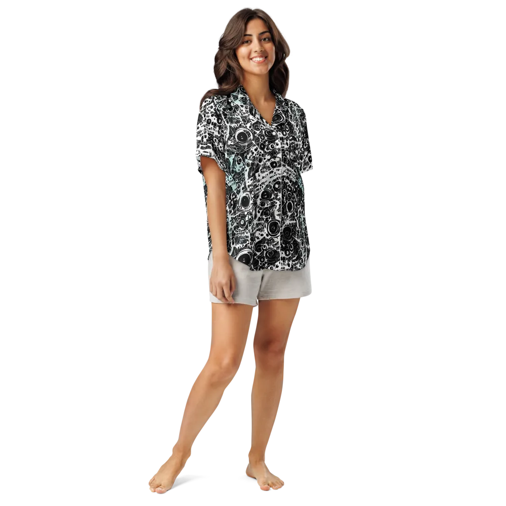 Static Bloom on Women's Short Sleeve Pajama Top — Front