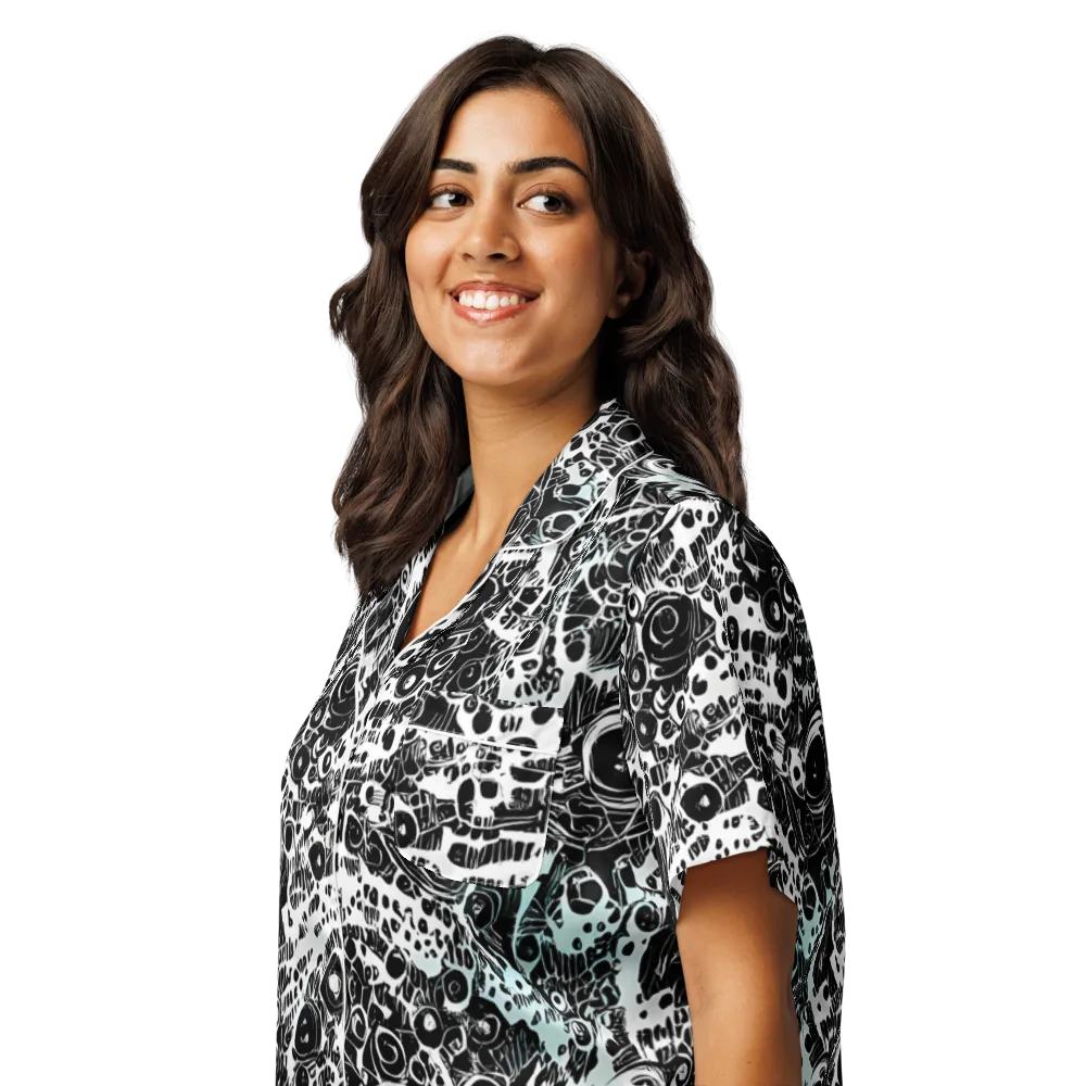 Static Bloom on Women's Short Sleeve Pajama Top — Left Front