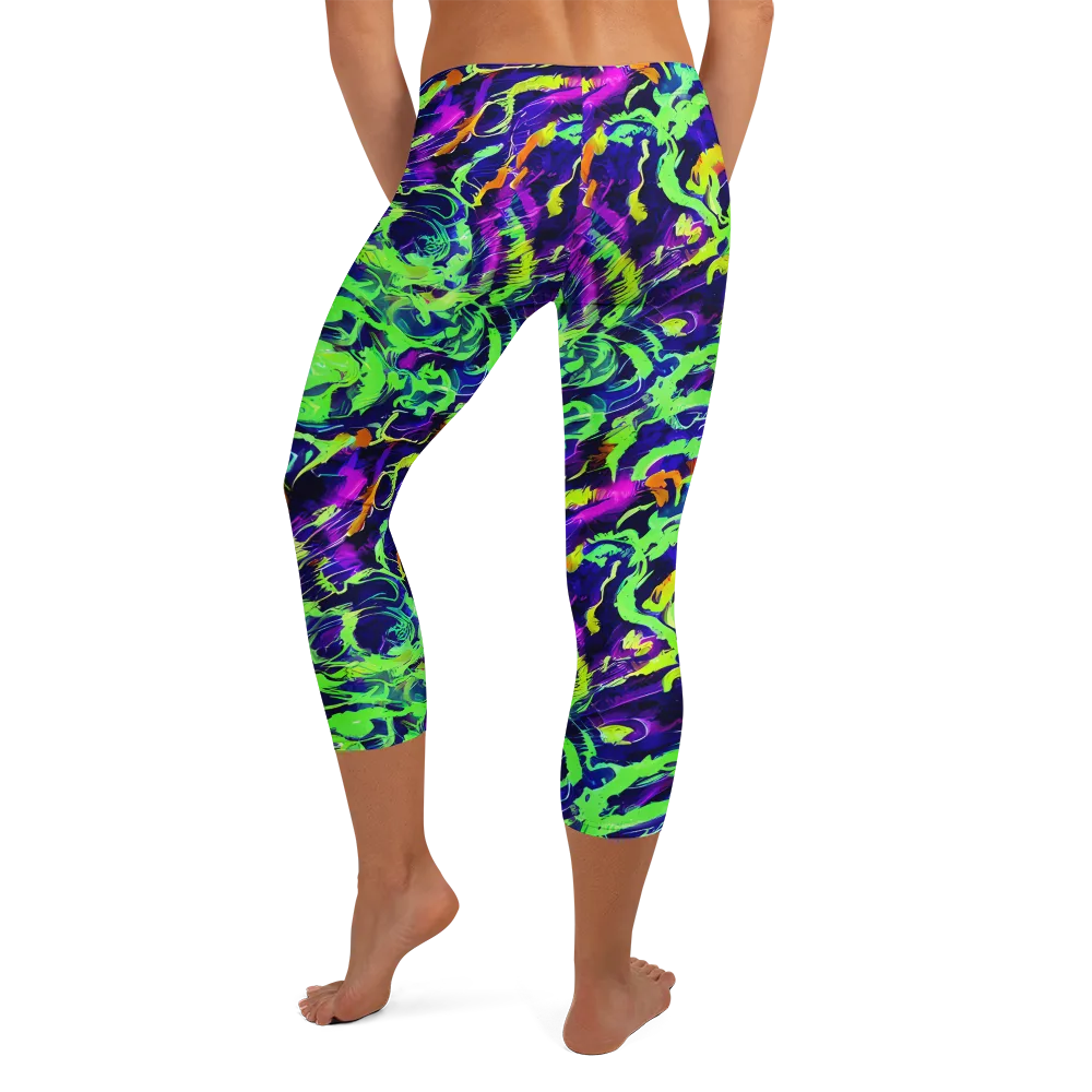 Lime After Midnight on Capri Leggings — Back