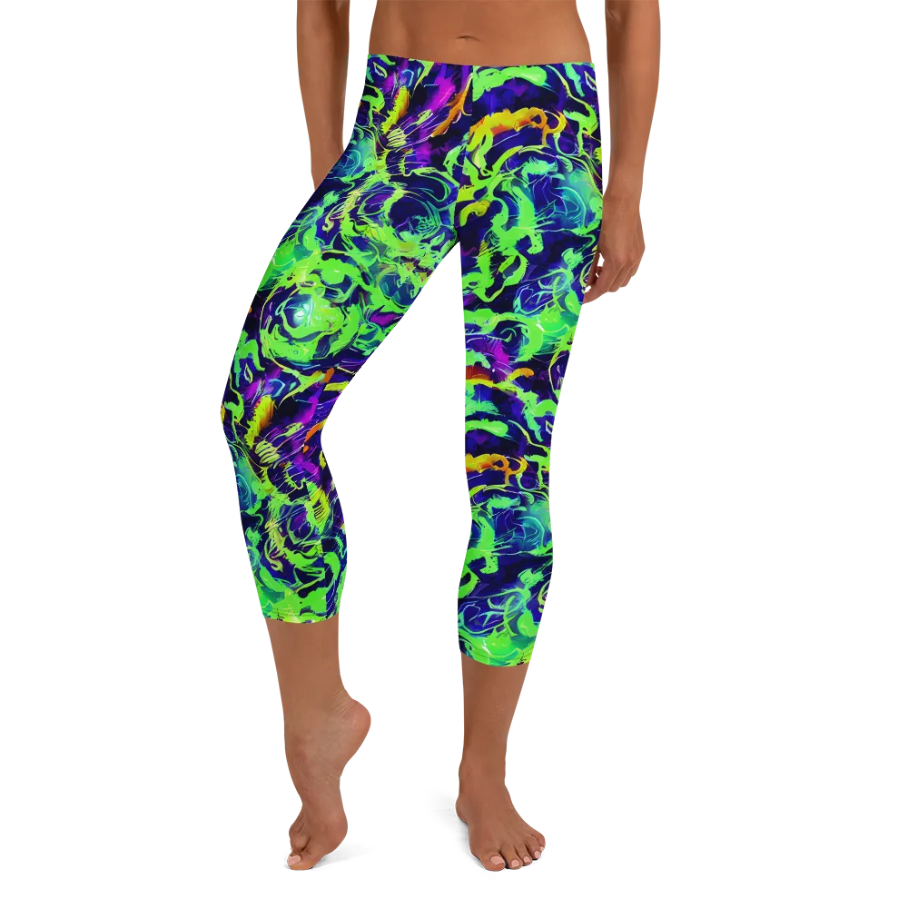 Lime After Midnight on Capri Leggings — Front