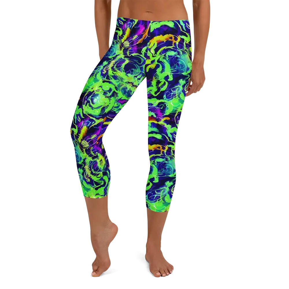 Lime After Midnight on Capri Leggings — Front
