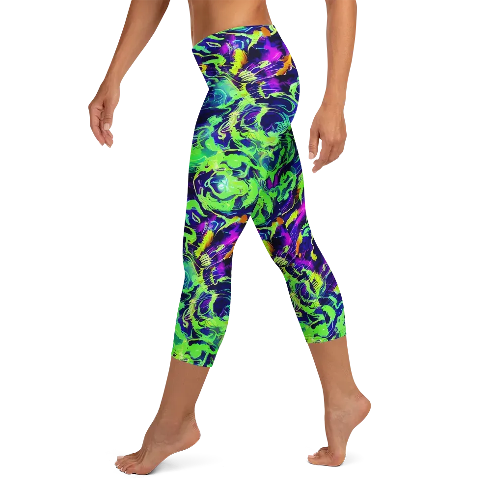 Lime After Midnight on Capri Leggings — Left