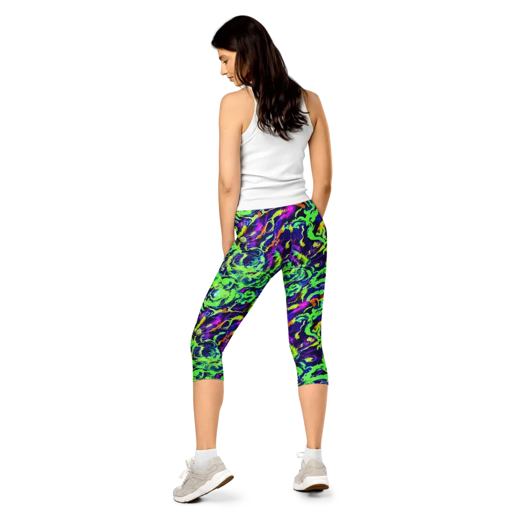 Lime After Midnight on Capri Leggings — Back