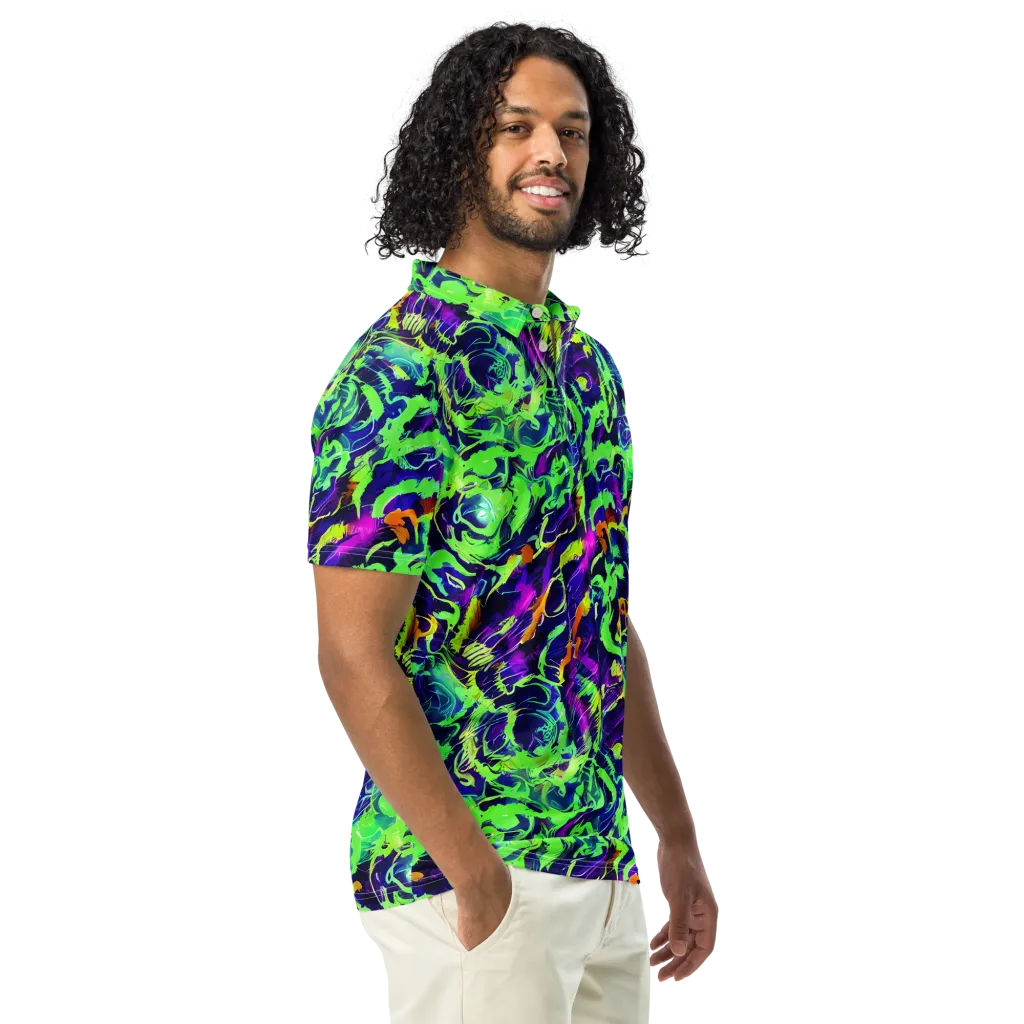 Lime After Midnight on Men's Slim Fit Polo Shirt — Right Front