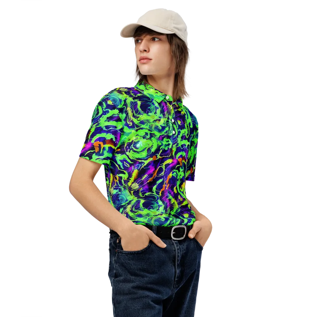 Lime After Midnight on Men's Slim Fit Polo Shirt — Right Front