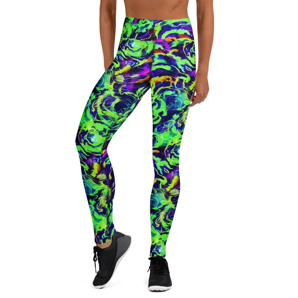 Lime After Midnight on Yoga Leggings — Front