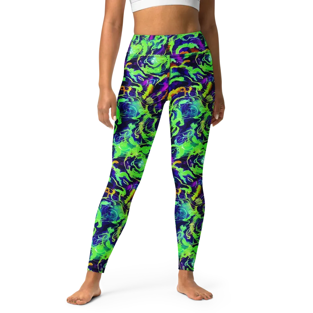Lime After Midnight on Yoga Leggings — Front