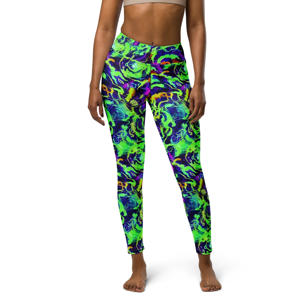 Lime After Midnight on Yoga Leggings — Front