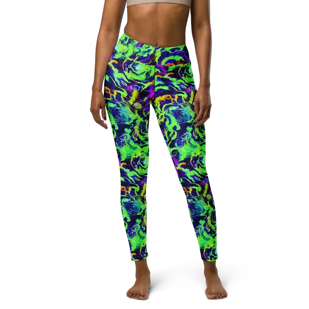 Lime After Midnight on Yoga Leggings — Front