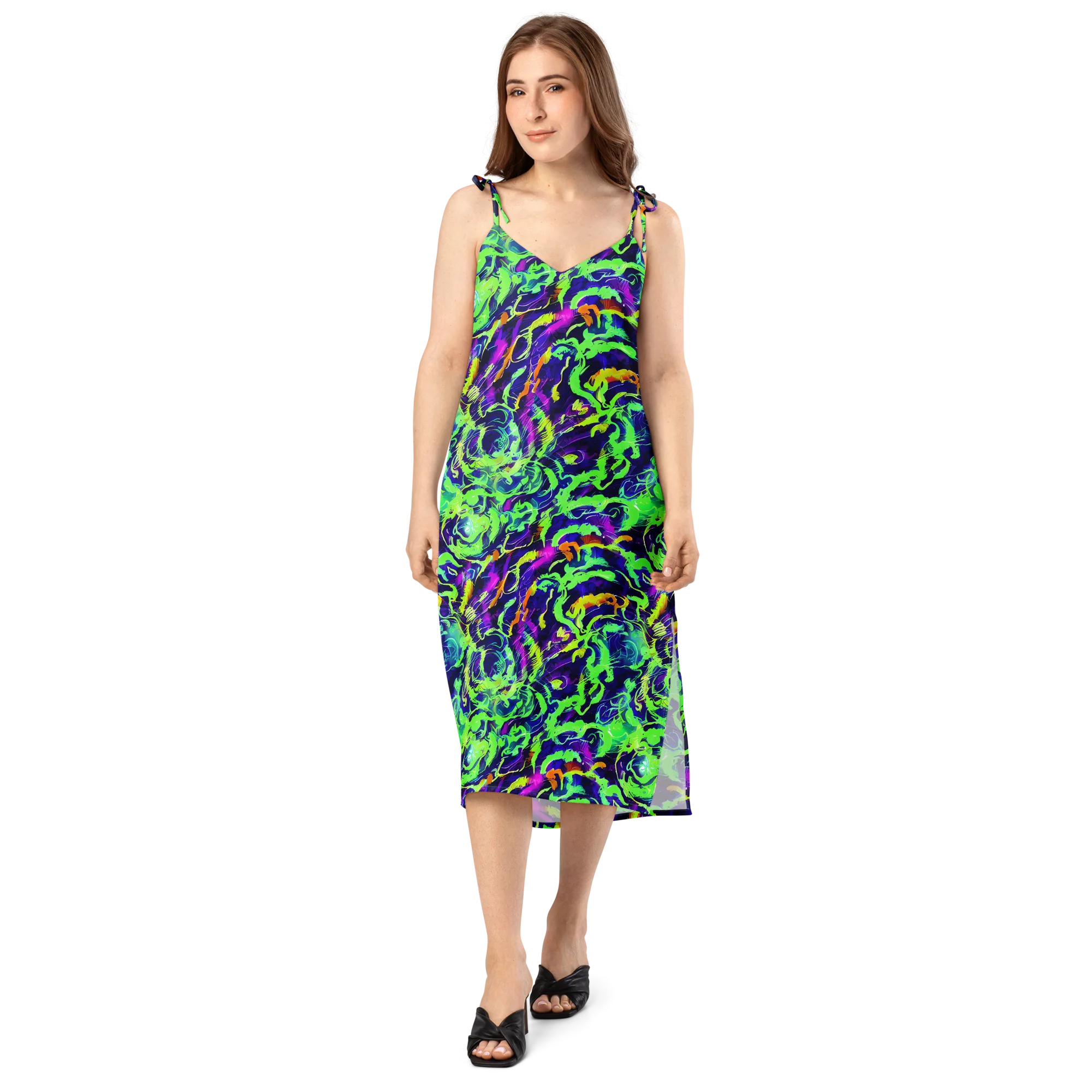 Lime After Midnight on Slip Dress — Front