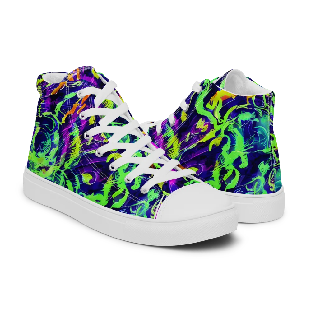 Lime After Midnight on Men's High Top Canvas Shoes — Right